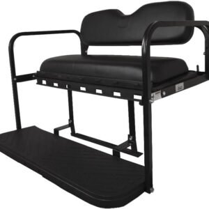 EZGO RXV GTW STEEL Golf Cart Rear Seat Kit - BLACK - Flip Seat w/ Cargo Bed (Fits 2008+)